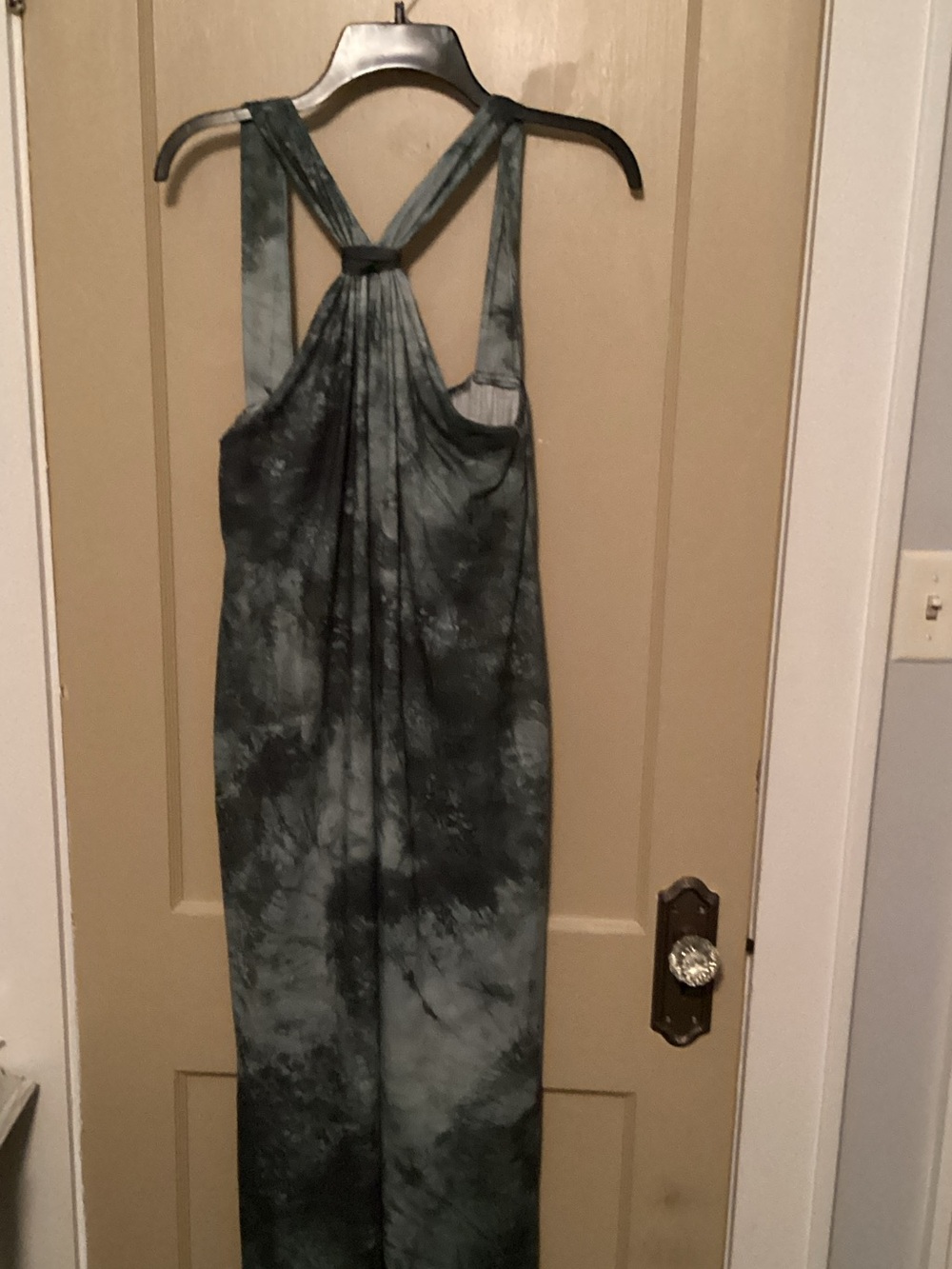 Tie-Dye Racerback Maxi Dress in Moss Green